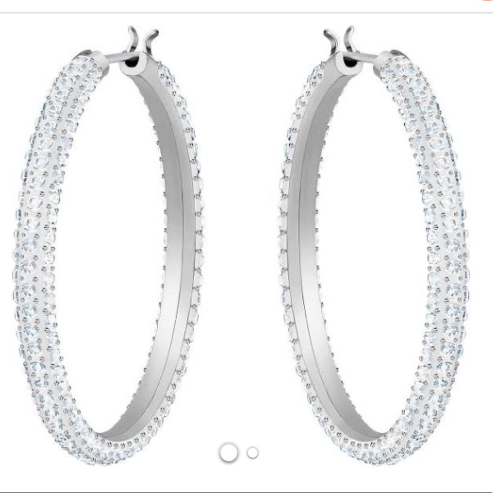 Swarovski Stone Hoop Pierced Earrings